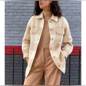 Rare Aritzia Wilfred Free Plaid Merino Wool Ganna Jacket Fall Relaxed Warm